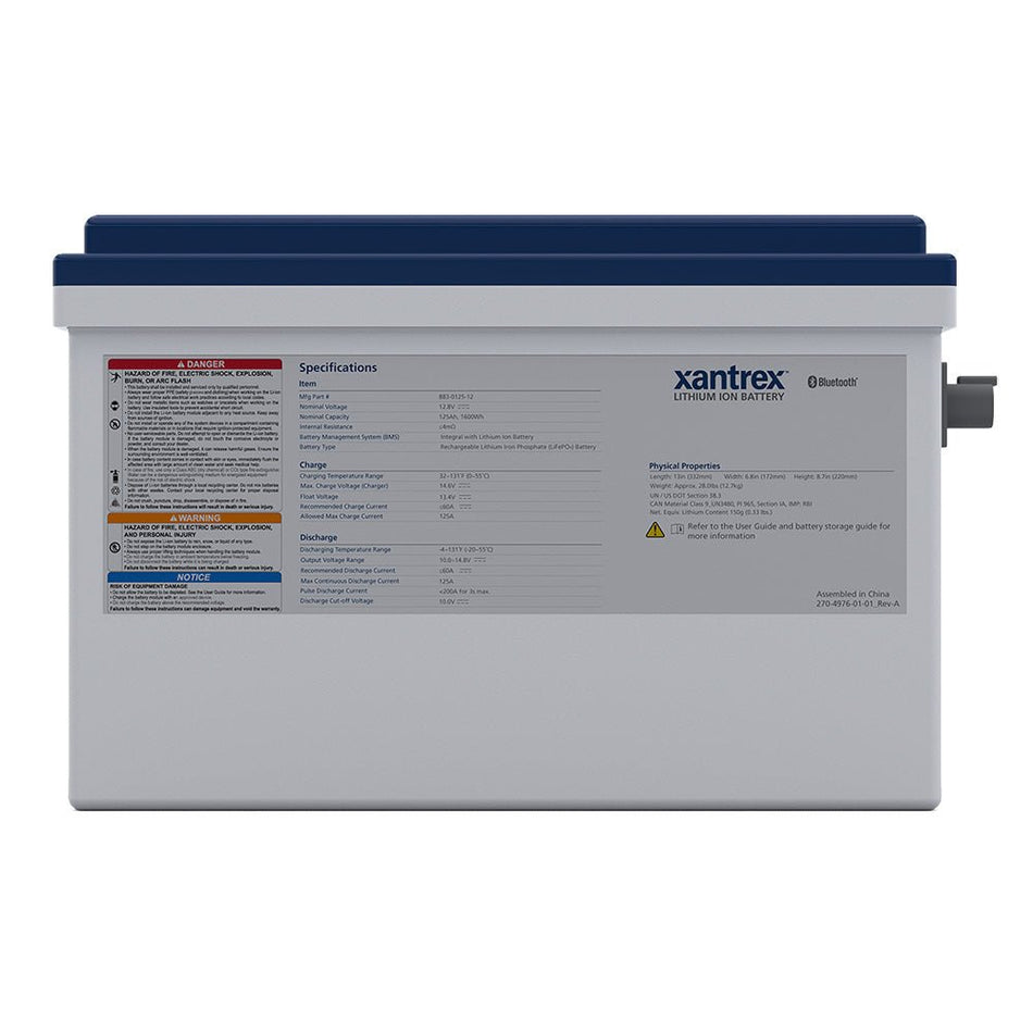 Xantex Lithium Ion Phosphate (LiFePO4) Battery - 125AH - 12VDC - Get Tight Gear