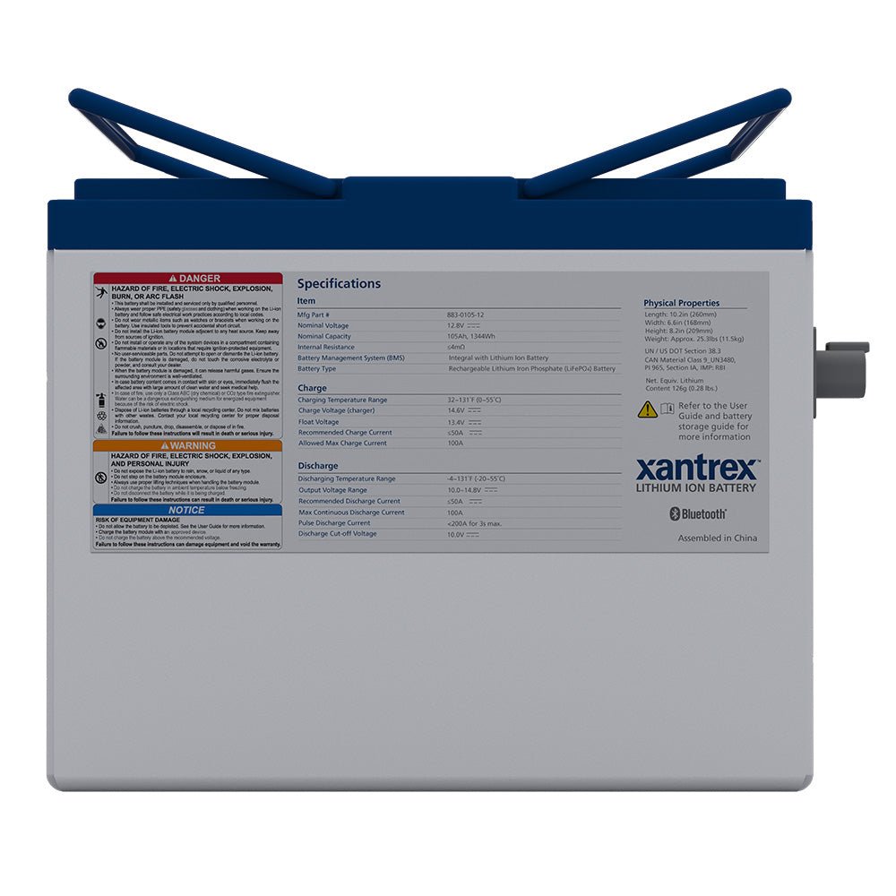 Xantrex Lithium Ion Phosphate (LiFePO4) Battery - 105AH - 12VDC - Get Tight Gear