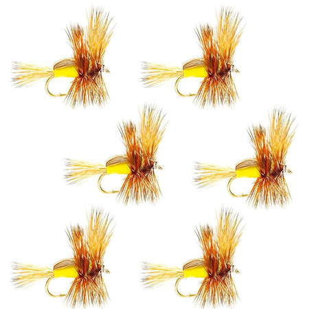 Yellow Humpy Classic Hair Wing Dry Fly - 6 Flies Hook Size 10 - Get Tight Gear