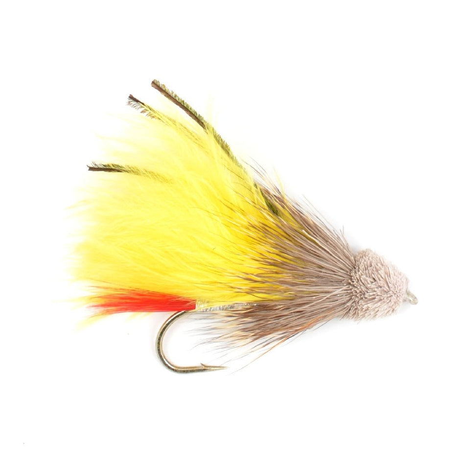 Yellow Marabou Muddler Minnow Streamer Flies - 4 Fly Fishing Flies - Hook Size 8 - Get Tight Gear