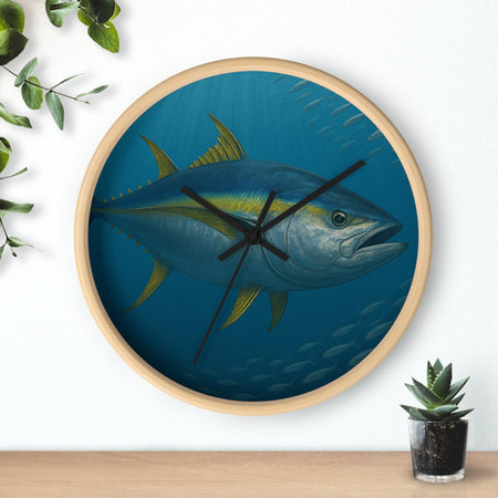 Yellowfin Tuna Wall Clock - Nautical Home Decor for Fishing Enthusiasts - Get Tight Gear
