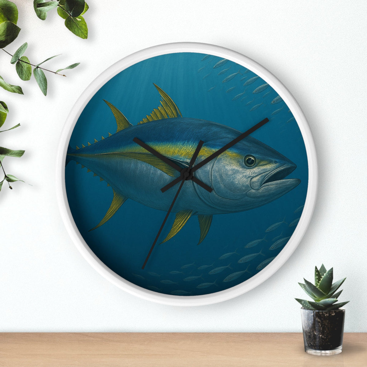 Yellowfin Tuna Wall Clock - Nautical Home Decor for Fishing Enthusiasts - Get Tight Gear
