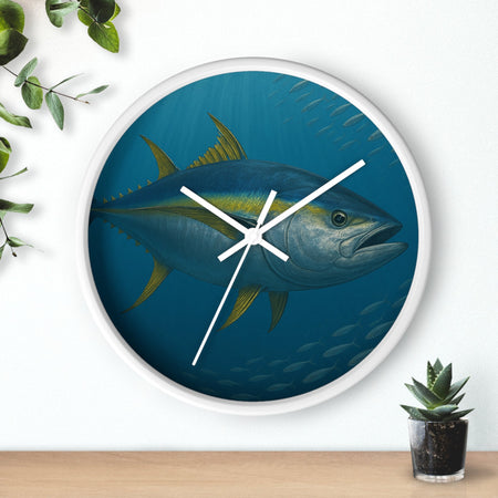 Yellowfin Tuna Wall Clock - Nautical Home Decor for Fishing Enthusiasts - Get Tight Gear