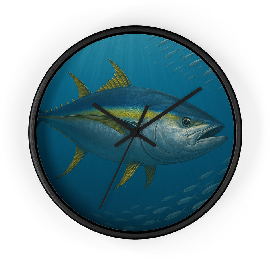 Yellowfin Tuna Wall Clock - Nautical Home Decor for Fishing Enthusiasts - Get Tight Gear