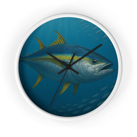 Yellowfin Tuna Wall Clock - Nautical Home Decor for Fishing Enthusiasts - Get Tight Gear