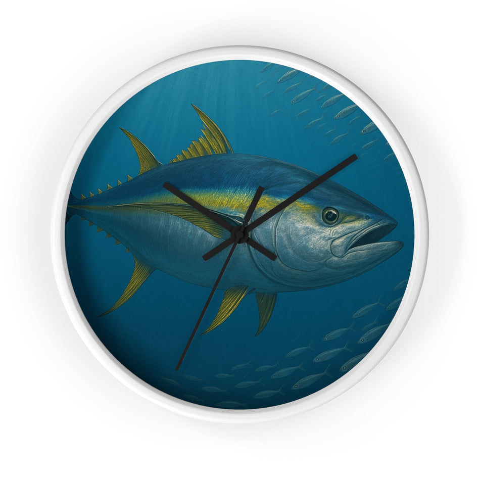 Yellowfin Tuna Wall Clock - Nautical Home Decor for Fishing Enthusiasts - Get Tight Gear