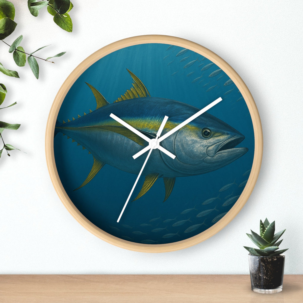 Yellowfin Tuna Wall Clock - Nautical Home Decor for Fishing Enthusiasts - Get Tight Gear