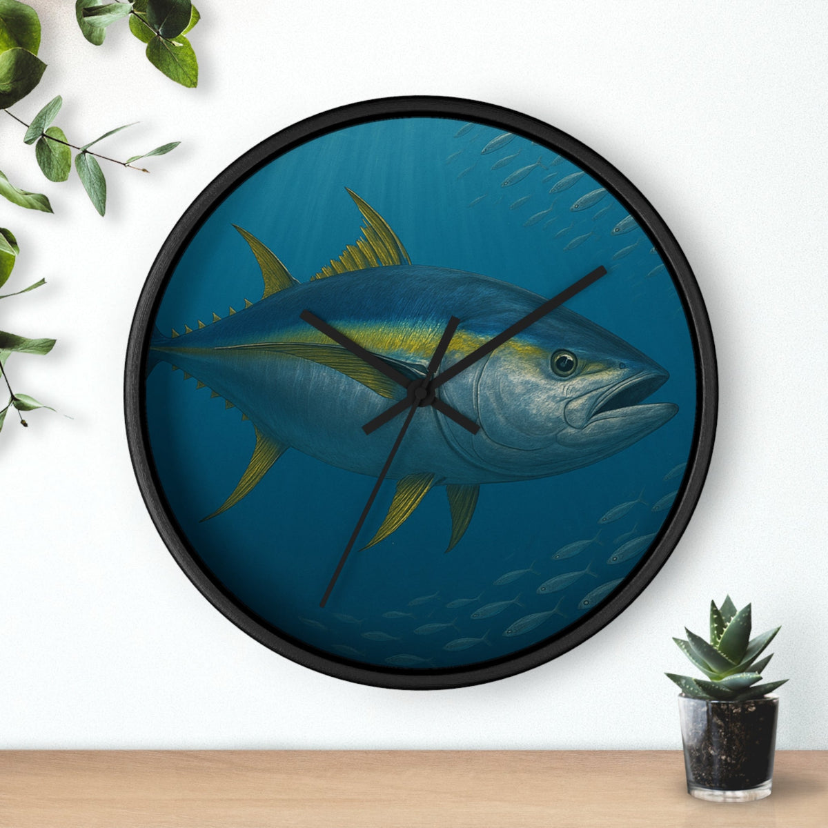 Yellowfin Tuna Wall Clock - Nautical Home Decor for Fishing Enthusiasts - Get Tight Gear