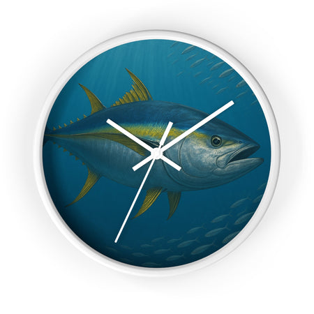Yellowfin Tuna Wall Clock - Nautical Home Decor for Fishing Enthusiasts - Get Tight Gear